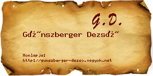 Günszberger Dezső névjegykártya
